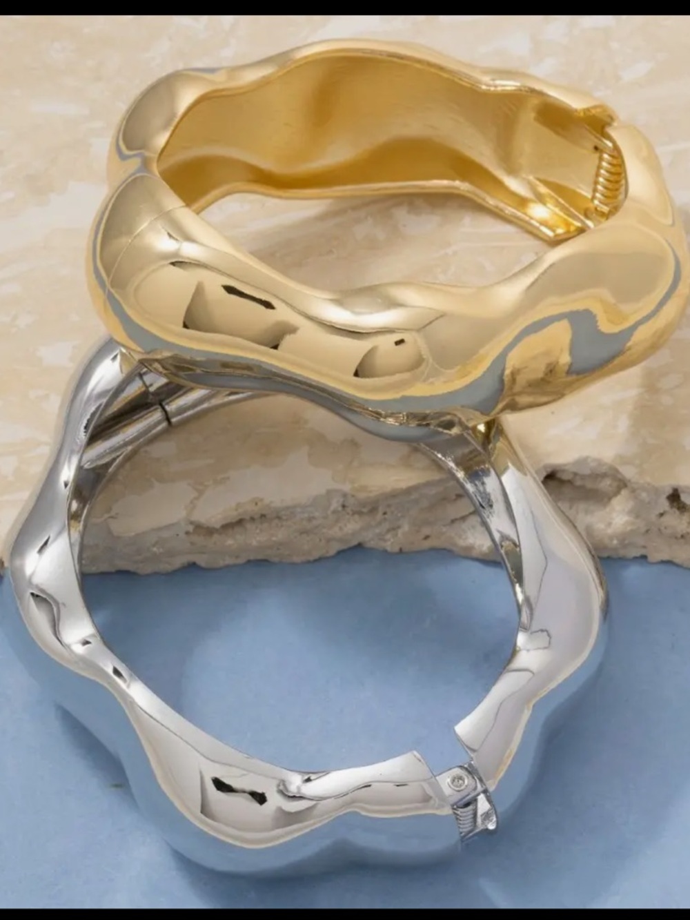 Gold and Silver Wavy Hoop Bangle Women Jewelry